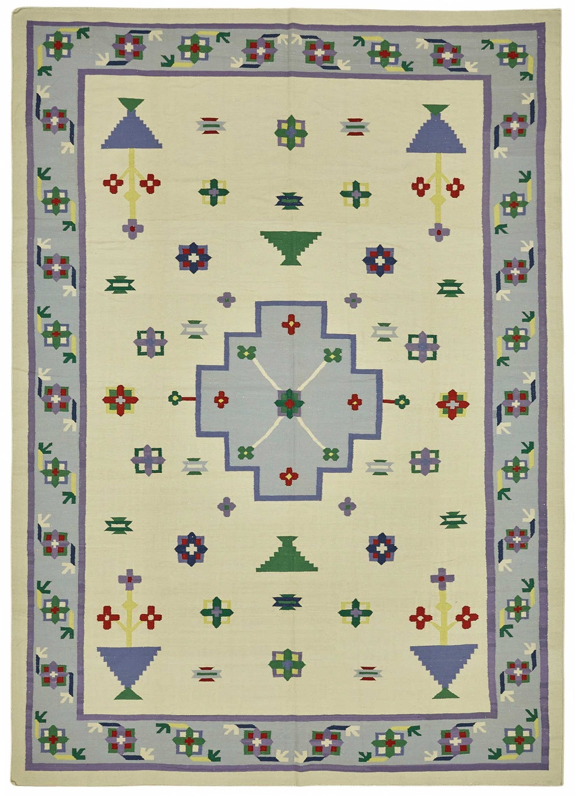 9x14 Geometric Dhurrie Kilim Rug - 48906