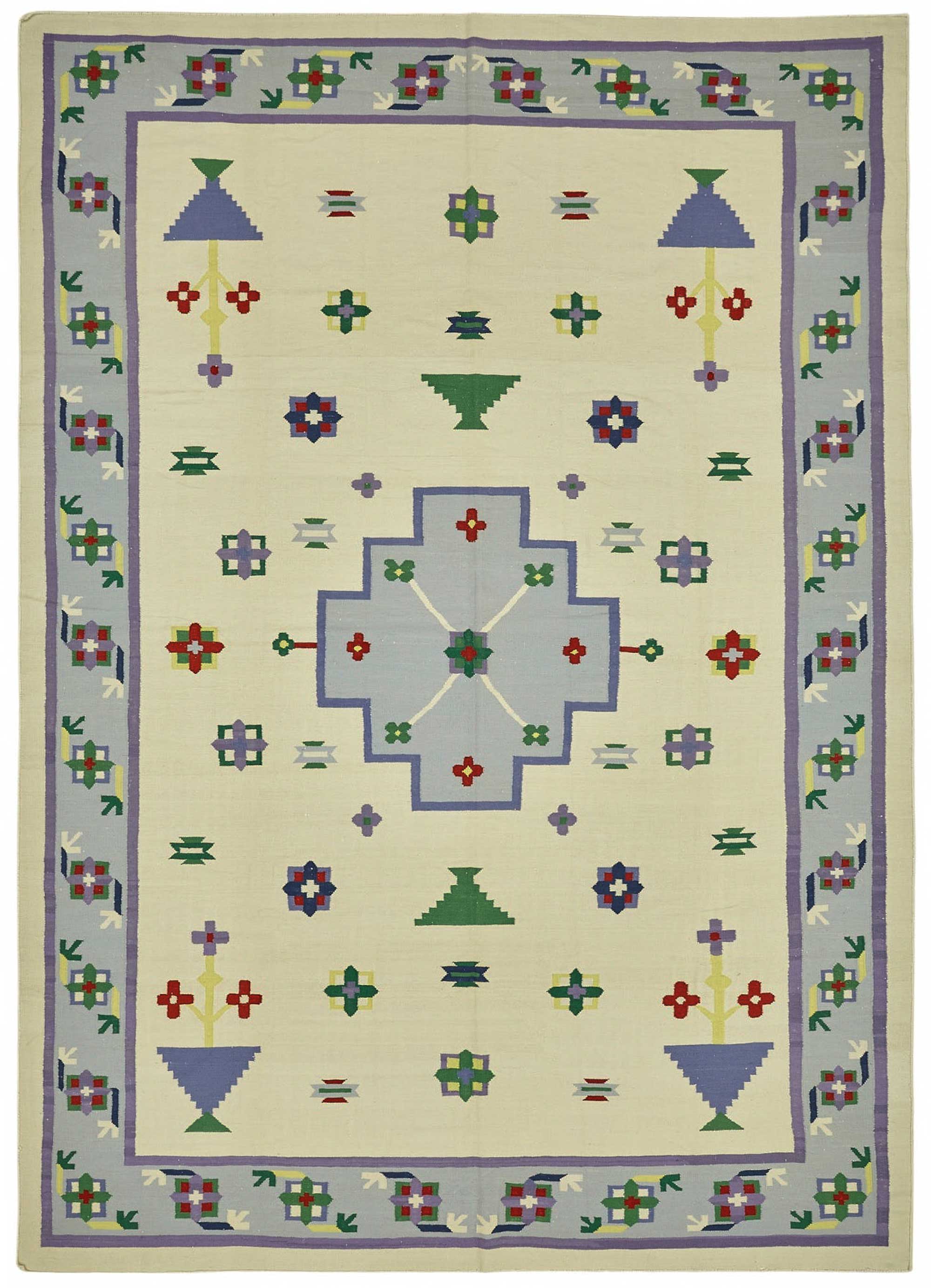 9x14 Geometric Dhurrie Kilim Rug - 48906