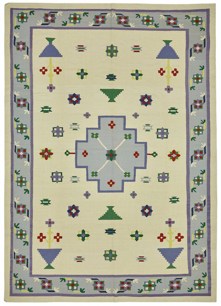 9x14 Geometric Dhurrie Kilim Rug - 48906