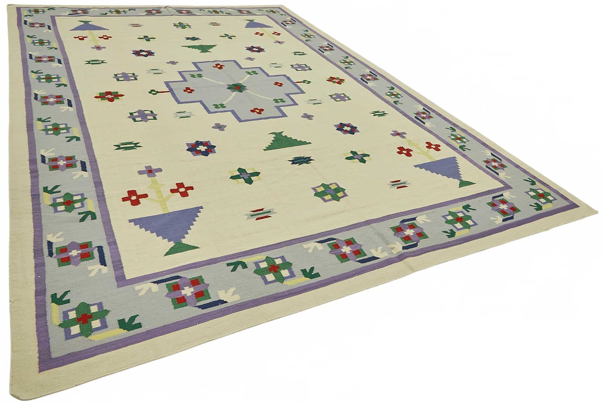 9x14 Geometric Dhurrie Kilim Rug - 48906