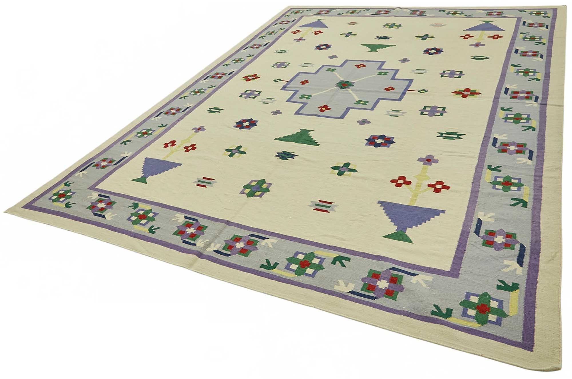 9x14 Geometric Dhurrie Kilim Rug - 48906
