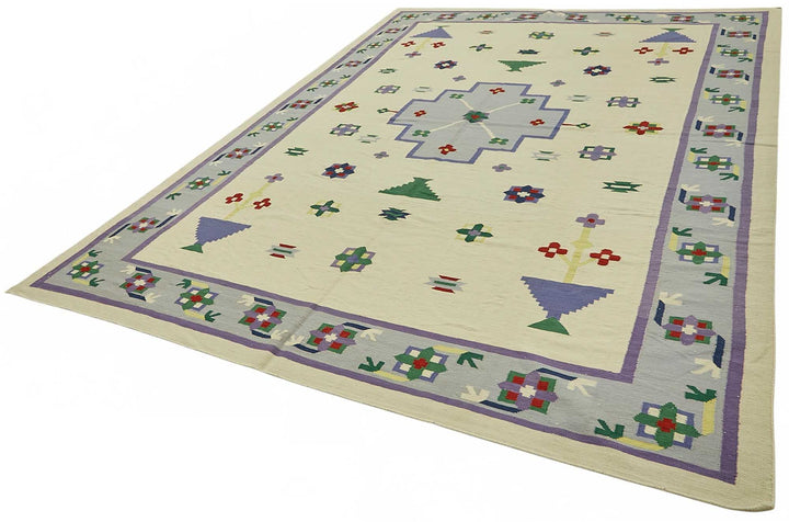 9x14 Geometric Dhurrie Kilim Rug - 48906