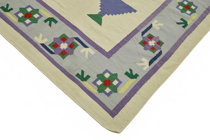 9x14 Geometric Dhurrie Kilim Rug - 48906