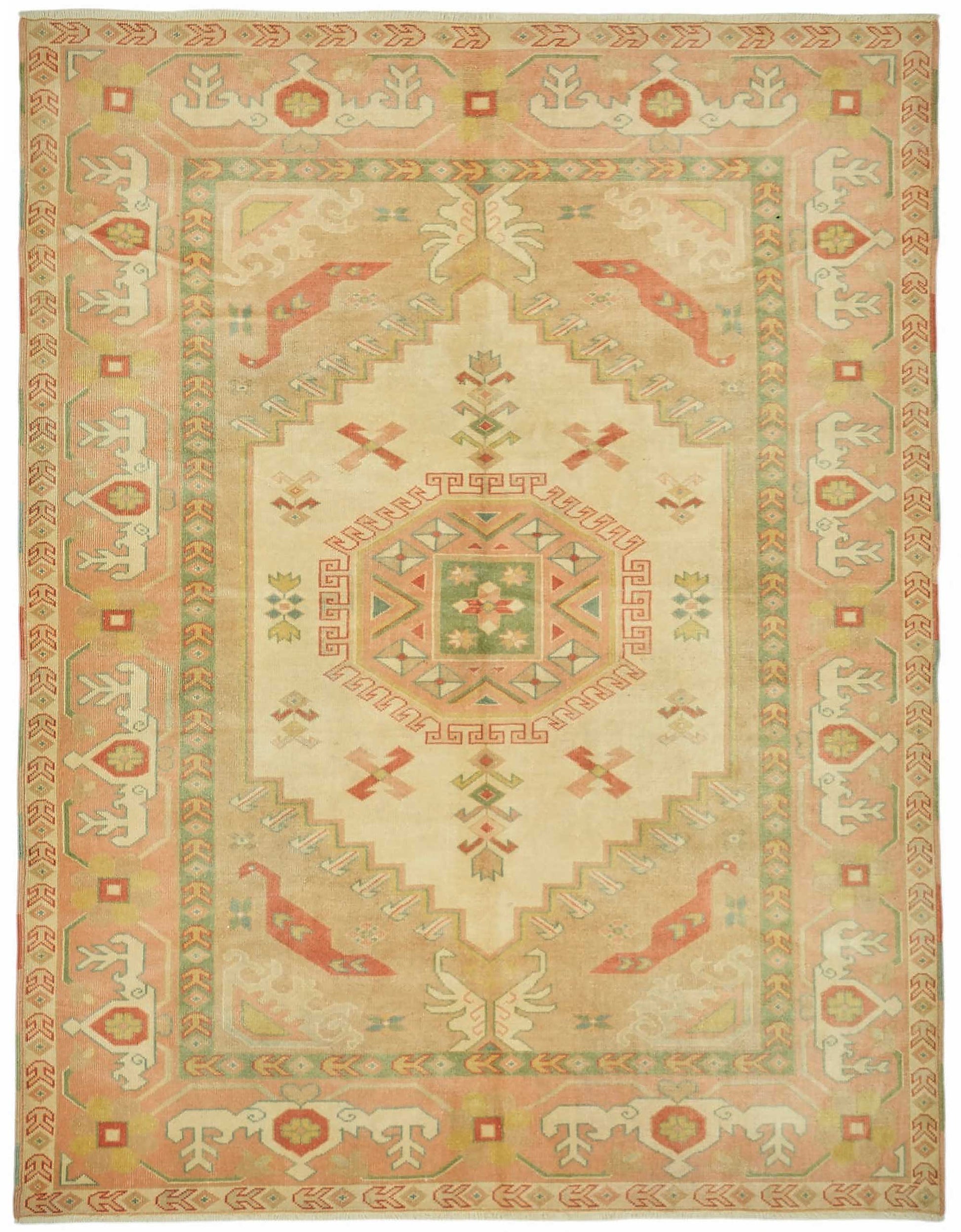 7x9 Hand-Knotted Wool Oushak Rug - 49099