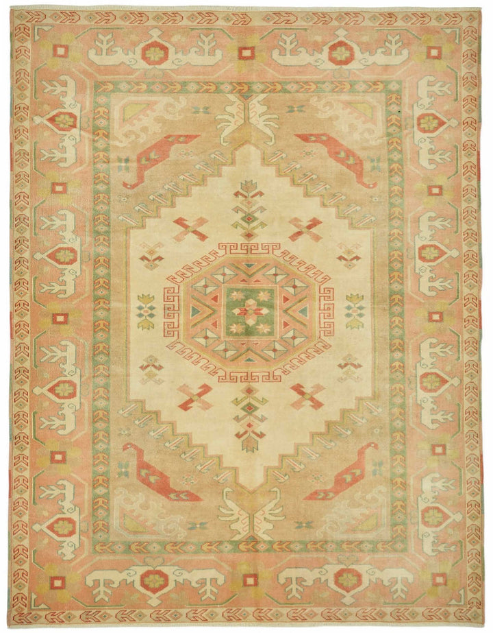 7x9 Hand-Knotted Wool Oushak Rug - 49099