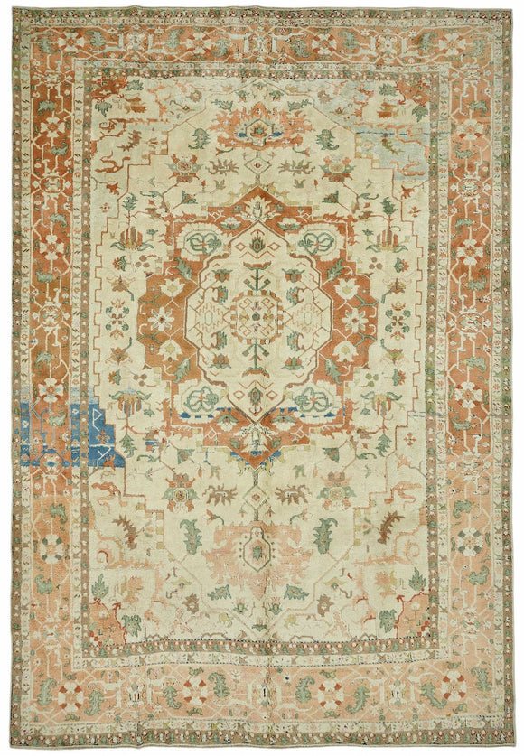 9x13 Hand-Knotted Wool Oushak Rug - 49203
