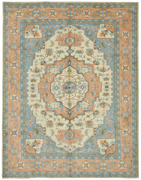 9x11 Hand-Knotted Wool Oushak Rug - 49204