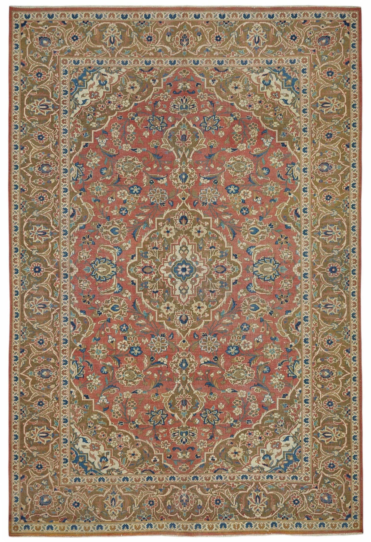 7x10 Beige Vintage Large Area Rug - 49235