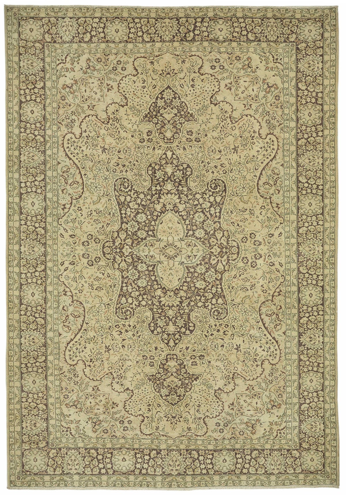 7x10 Beige Vintage Large Area Rug - 49245