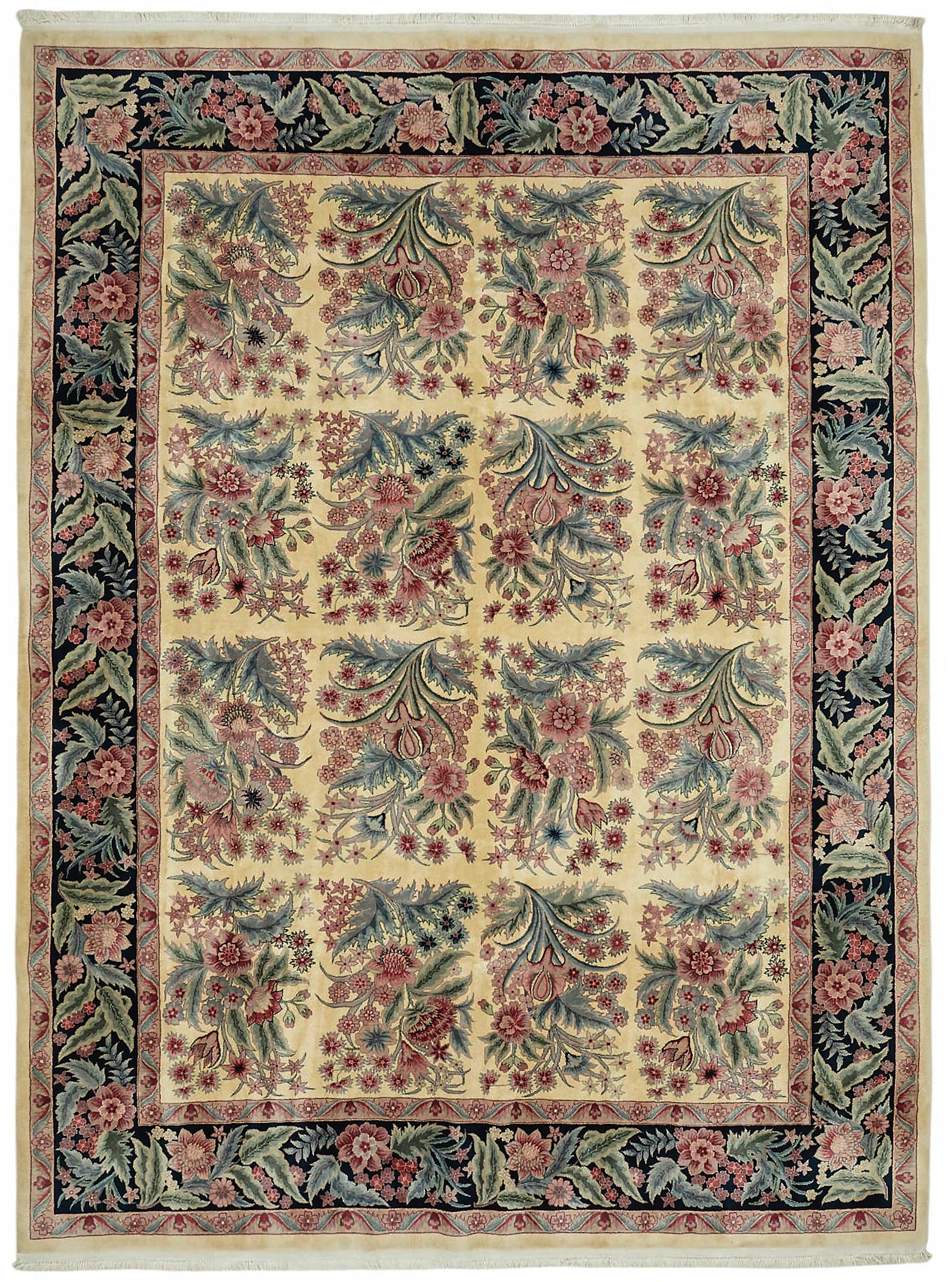 9x12 Beige Traditional Floral Oushak Rug - 49249