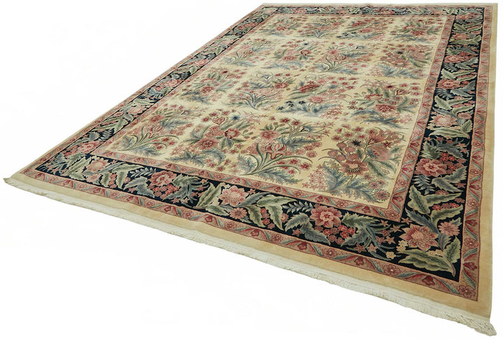 9x12 Beige Traditional Floral Oushak Rug - 49249