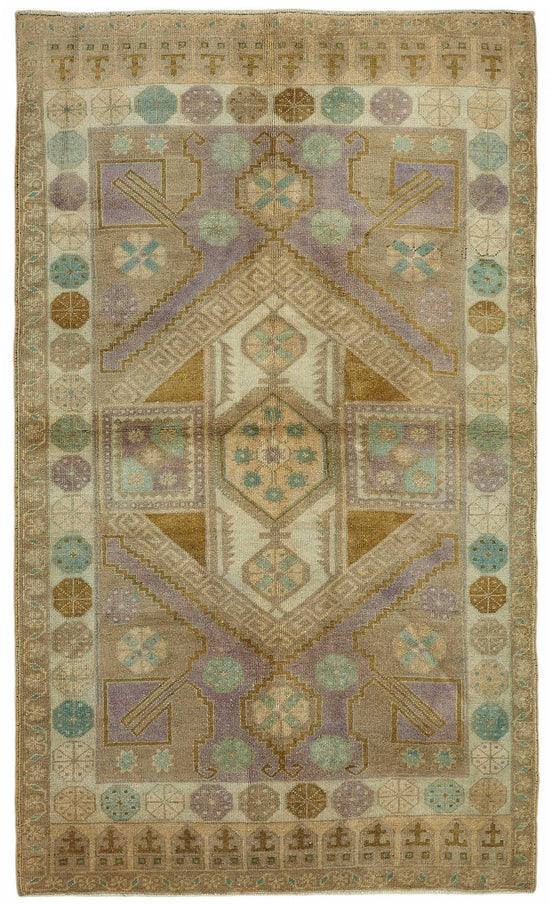 5x8 Beige Vintage Anatolian Rug - 49376
