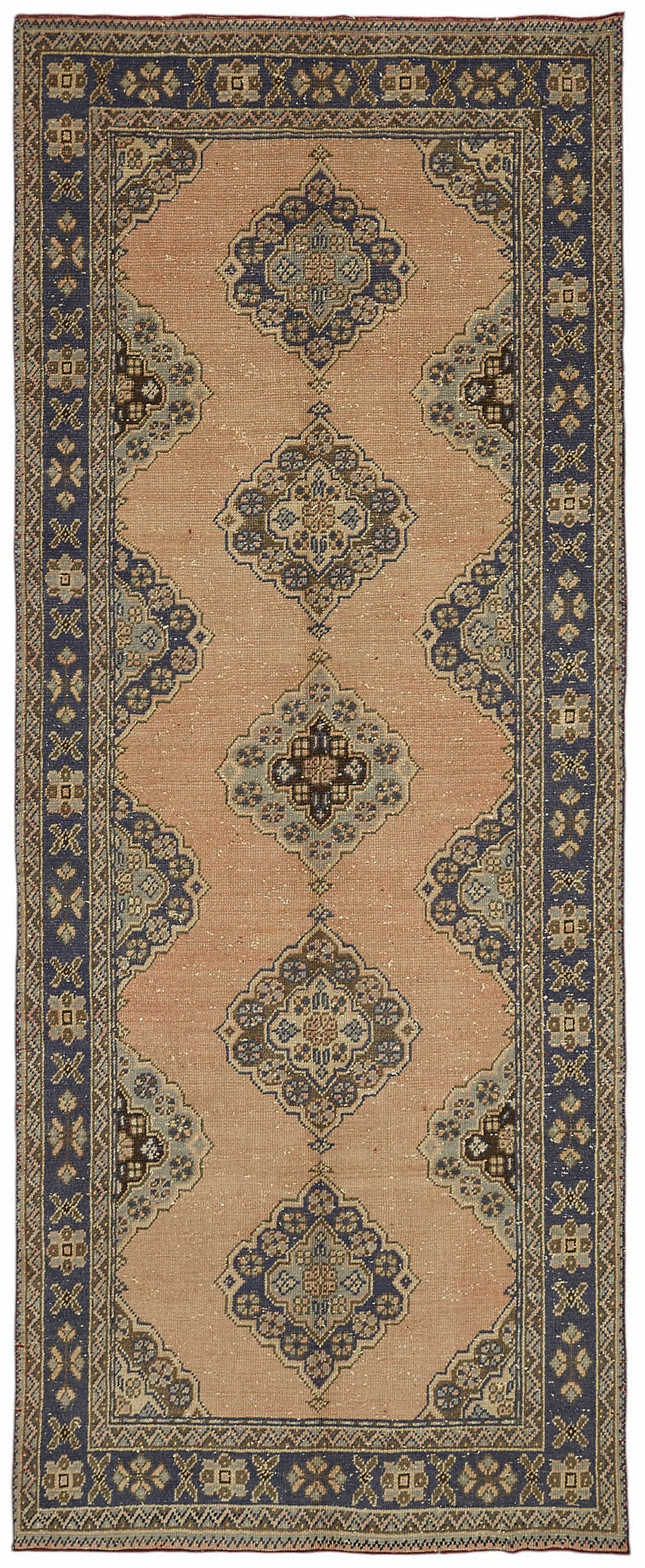 4x11 Beige Vintage Anatolian Rug - 49377