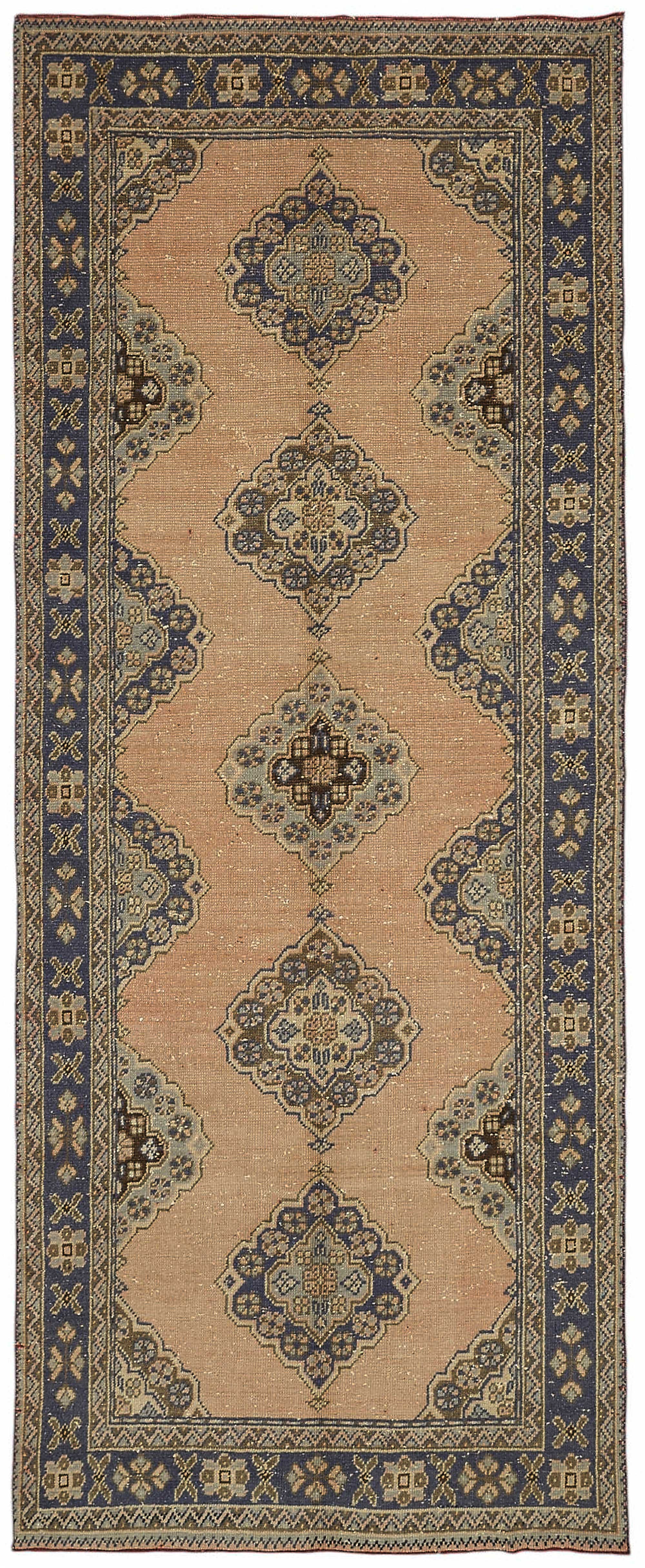 4x11 Beige Vintage Anatolian Rug - 49377
