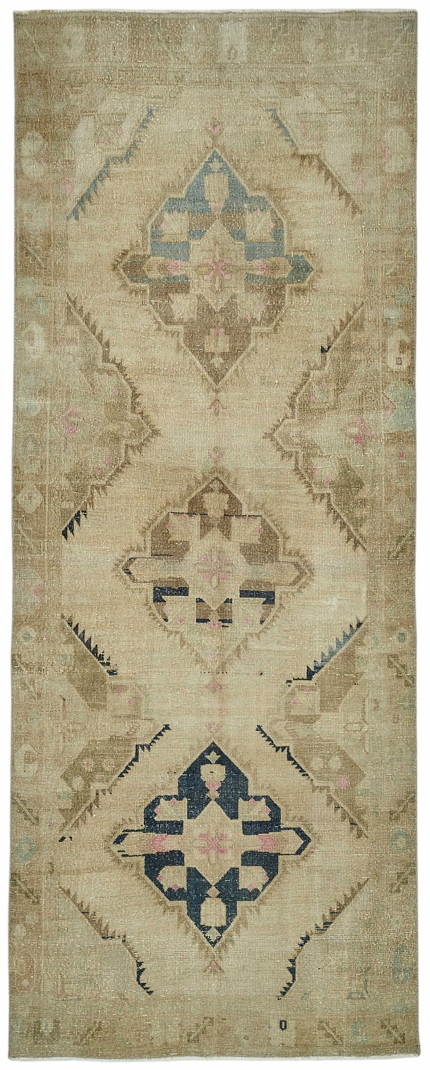 4x11 Beige Vintage Anatolian Rug - 49380
