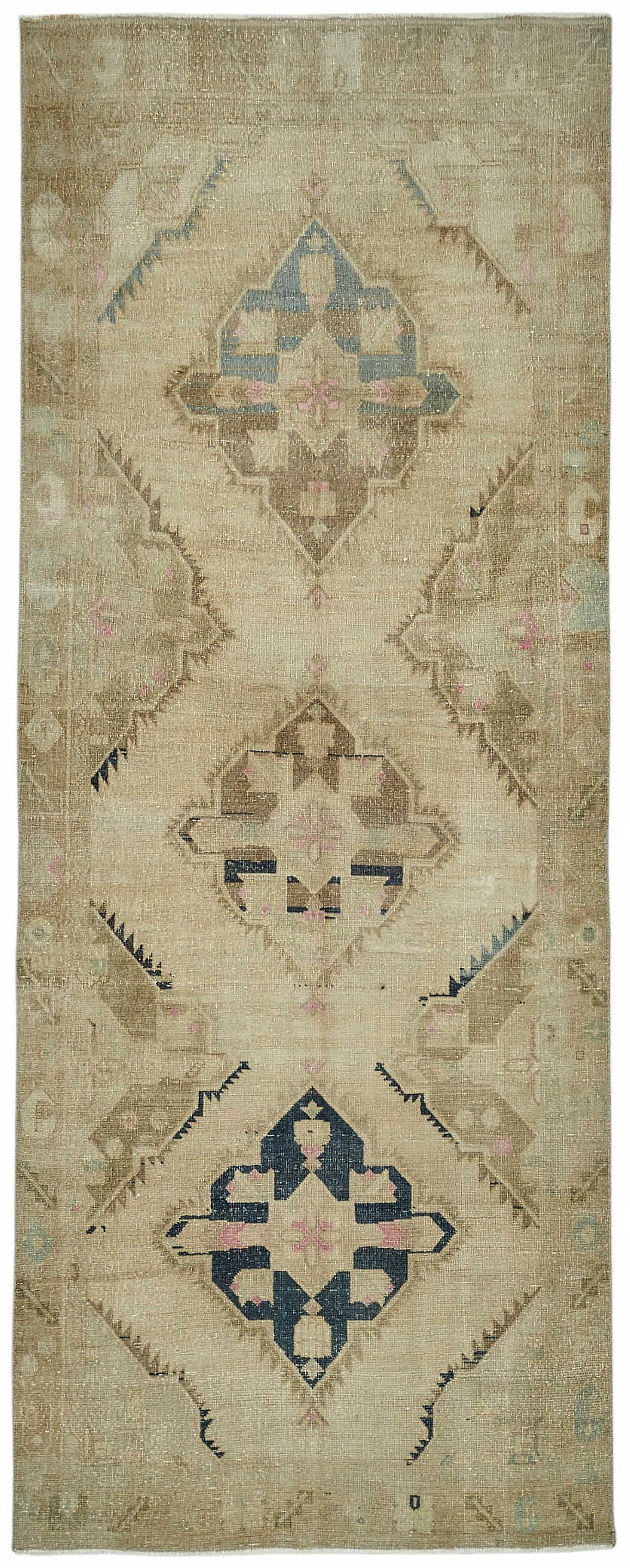 4x11 Beige Vintage Anatolian Rug - 49380