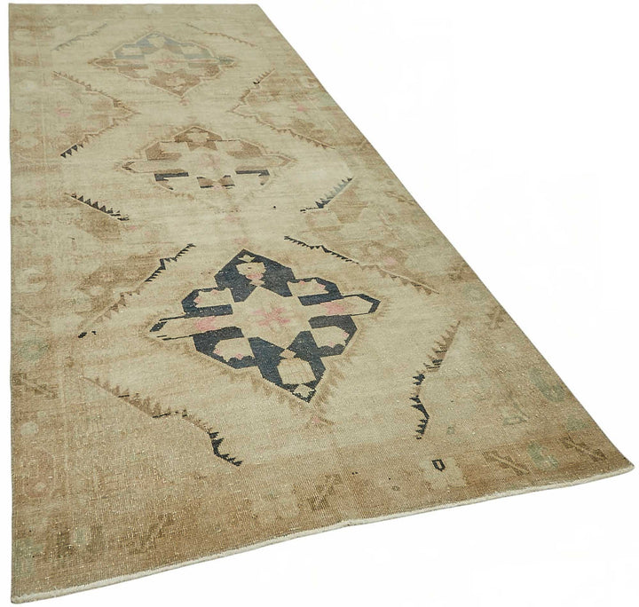 4x11 Beige Vintage Anatolian Rug - 49380