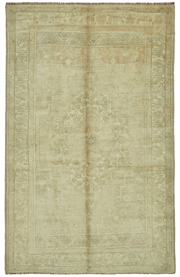 6x9 Beige Vintage Anatolian Rug - 49382