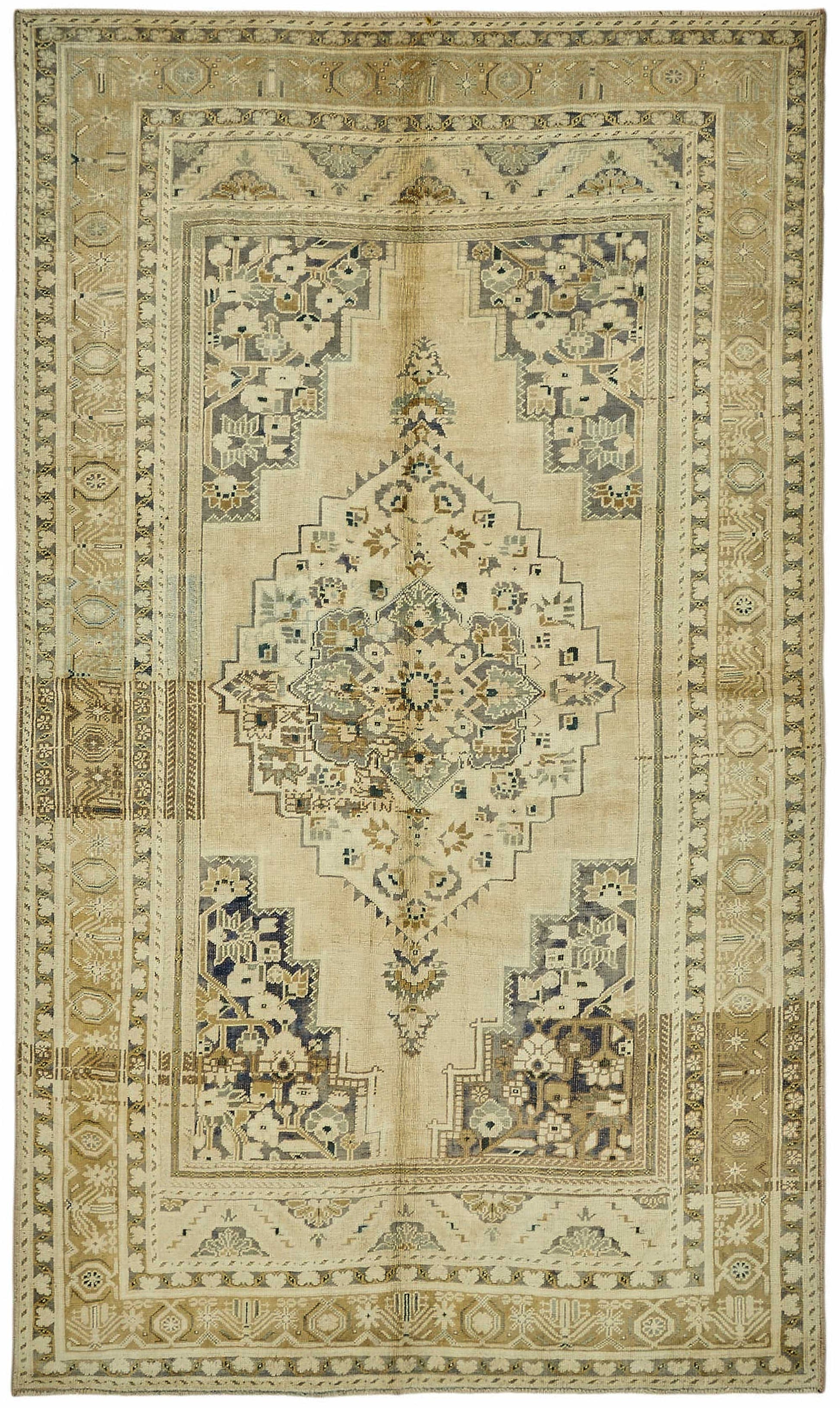 6x10 Beige Vintage Anatolian Rug - 49384