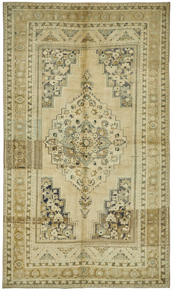 6x10 Beige Vintage Anatolian Rug - 49384