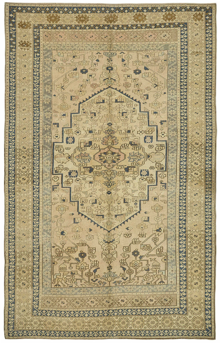 6x9 Beige Vintage Anatolian Rug - 49387