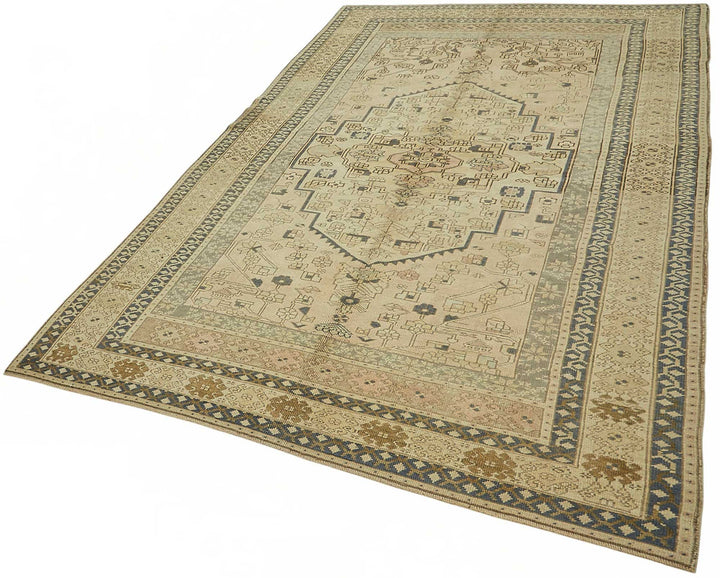 6x9 Beige Vintage Anatolian Rug - 49387