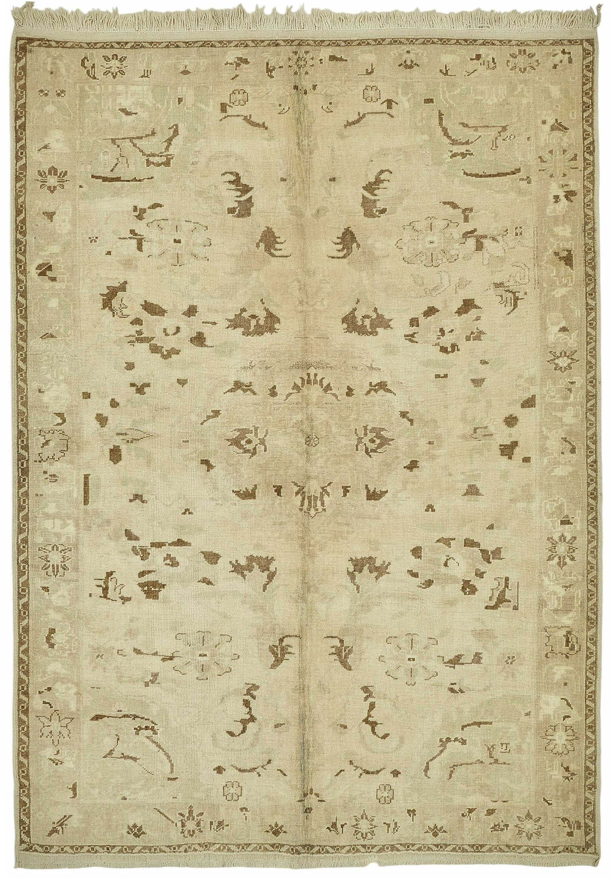 6x9 Beige Vintage Anatolian Rug - 49388