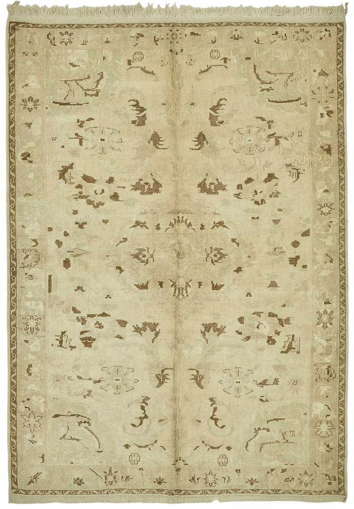6x9 Beige Vintage Anatolian Rug - 49388
