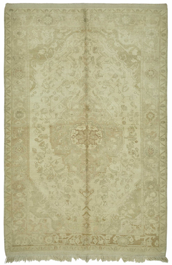 6x9 Beige Vintage Anatolian Rug - 49389
