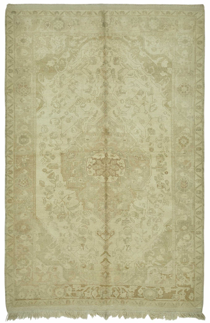 6x9 Beige Vintage Anatolian Rug - 49389