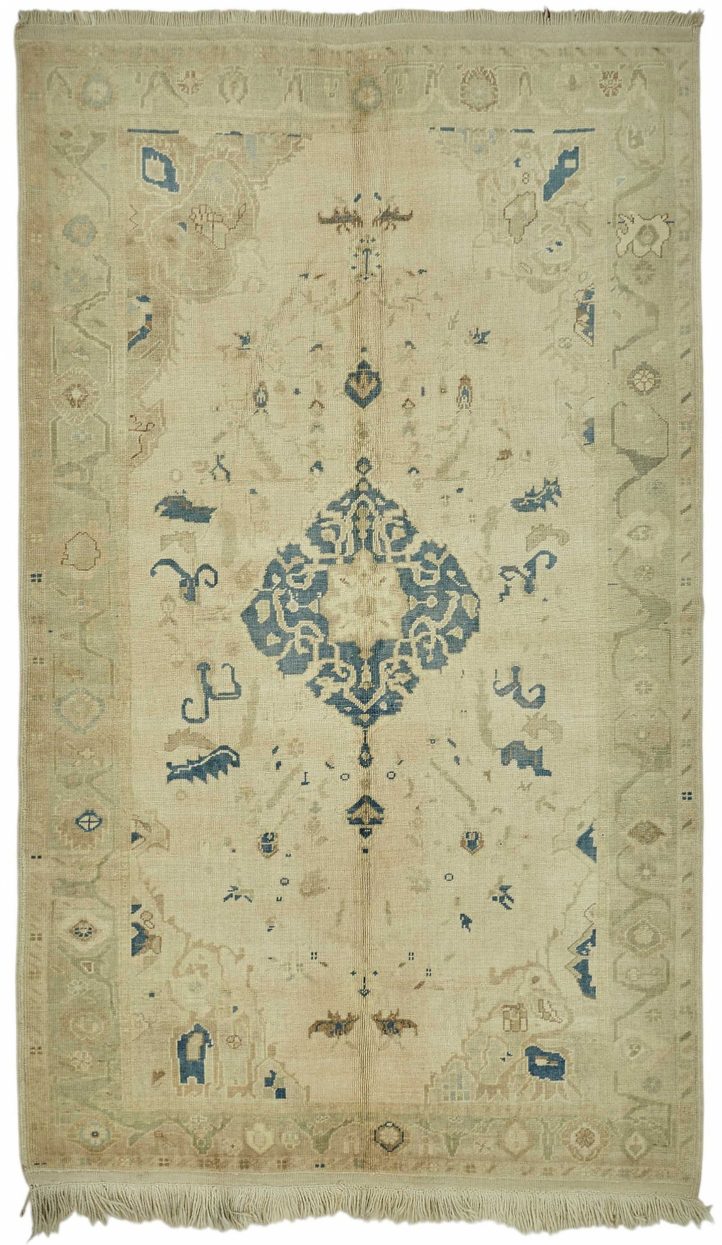 6x9 Beige Vintage Anatolian Rug - 49394