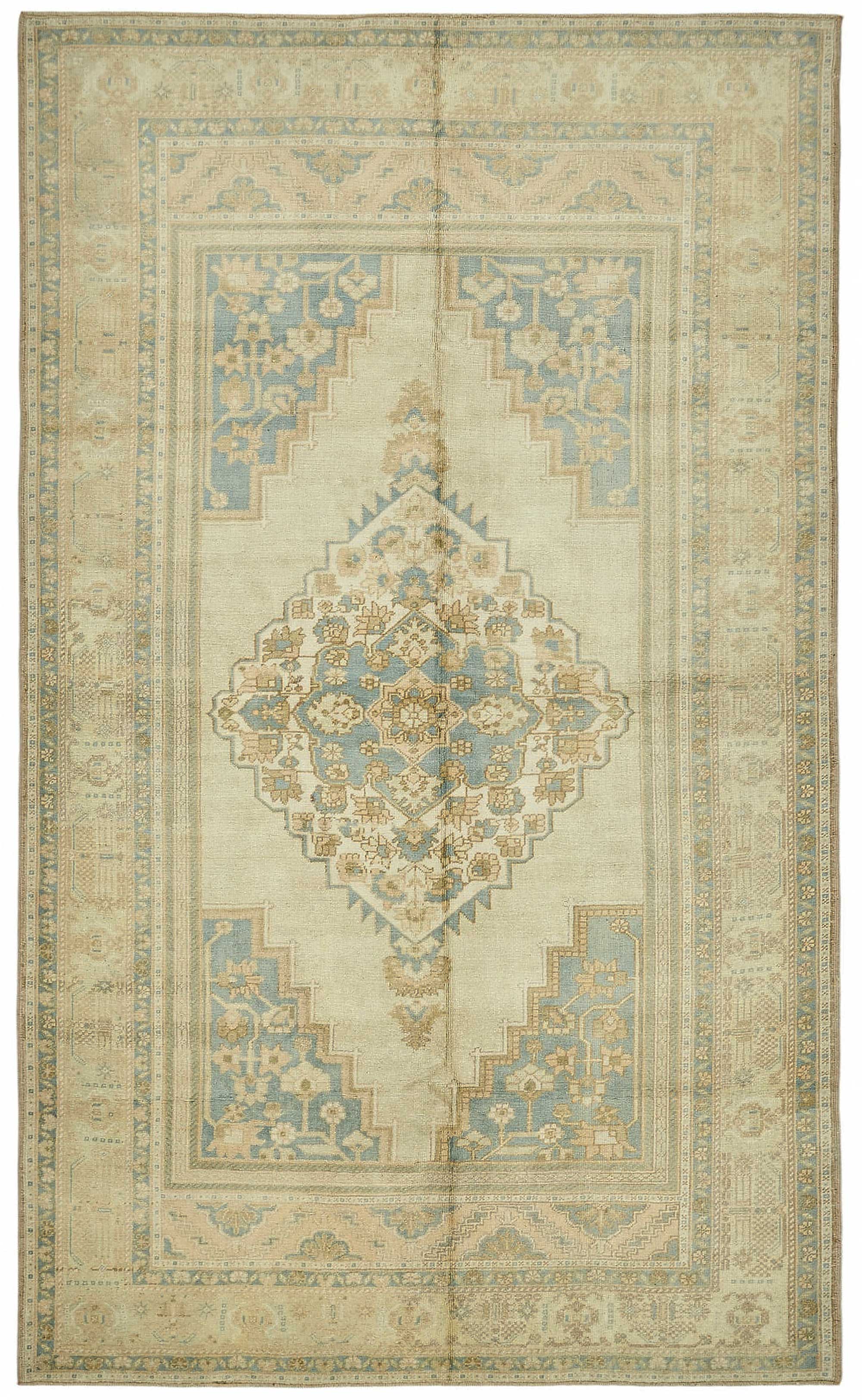 7x11 Beige Vintage Anatolian Rug - 49396