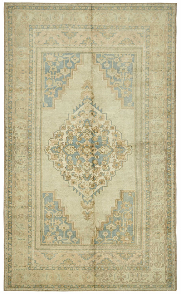 7x11 Beige Vintage Anatolian Rug - 49396