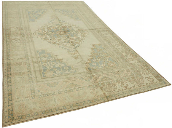 7x11 Beige Vintage Anatolian Rug - 49396