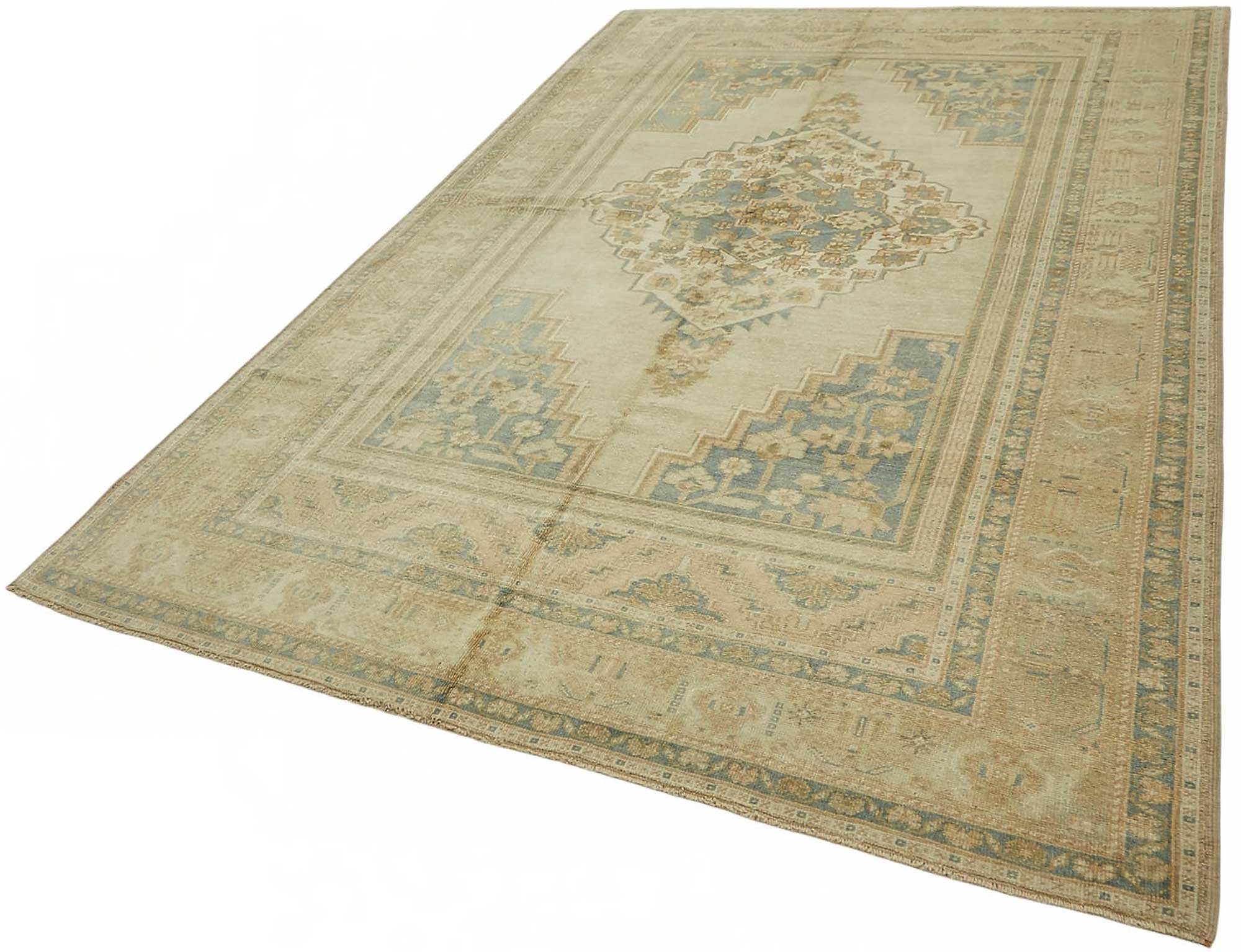 7x11 Beige Vintage Anatolian Rug - 49396