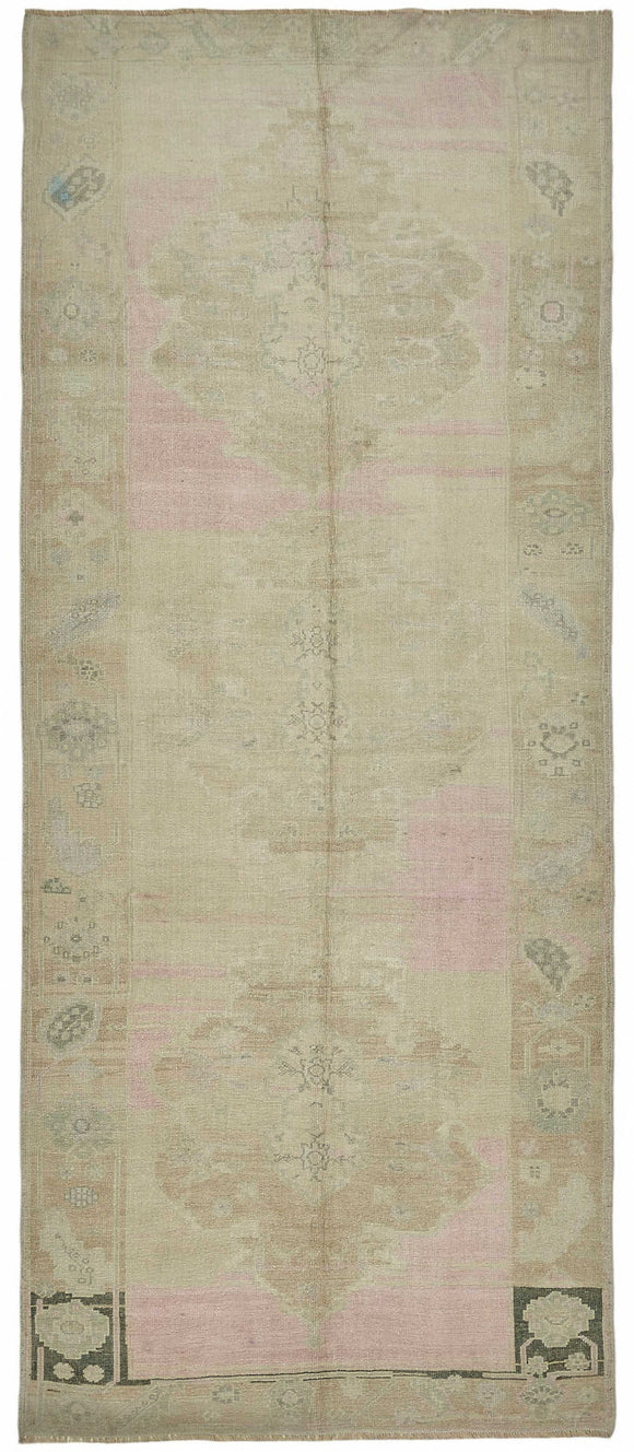4x11 Beige Vintage Anatolian Rug - 49403