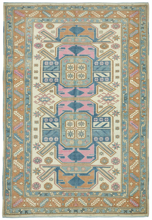 7x9 Beige Vintage Anatolian Rug - 49426