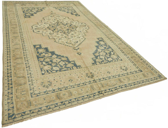 7x11 Beige Vintage Anatolian Rug - 49431