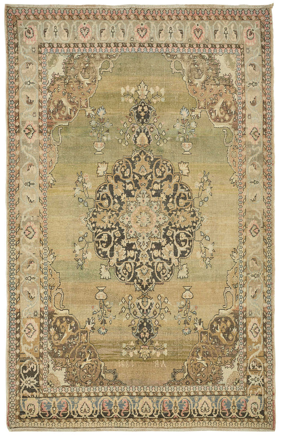 7x10 Beige Vintage Large Area Rug - 49439