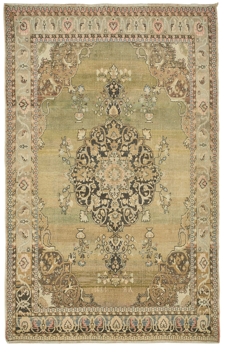 7x10 Beige Vintage Large Area Rug - 49439