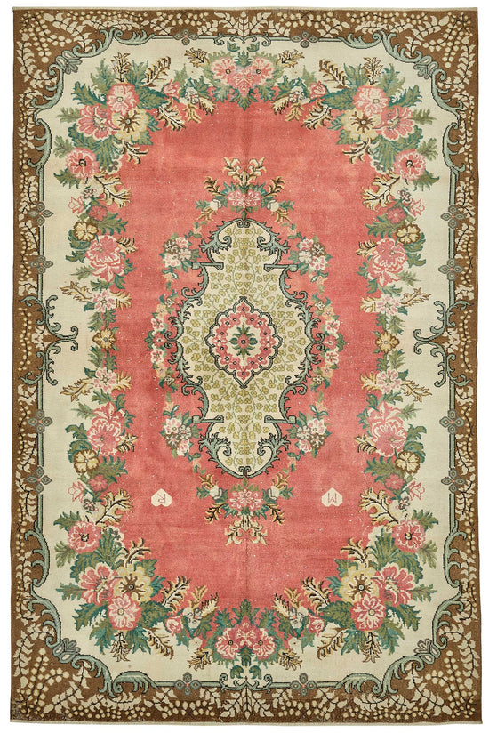 7x10 Hand-Knotted Turkish Vintage Rug - 49648