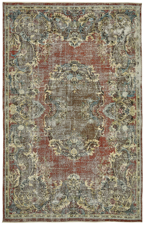 7x11 Hand-Knotted Turkish Vintage Rug - 49654