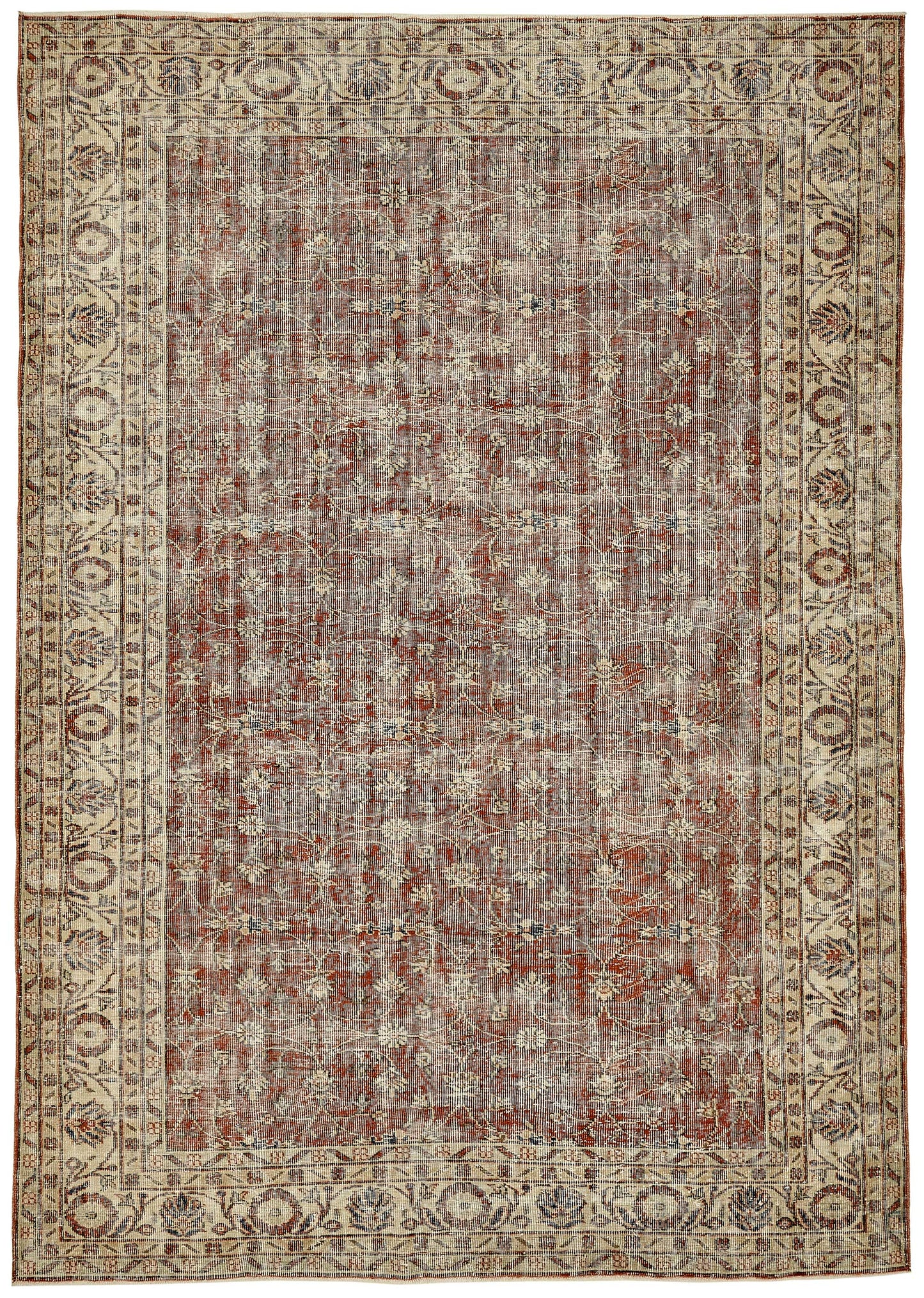 7x10 Hand-Knotted Turkish Vintage Rug - 49658