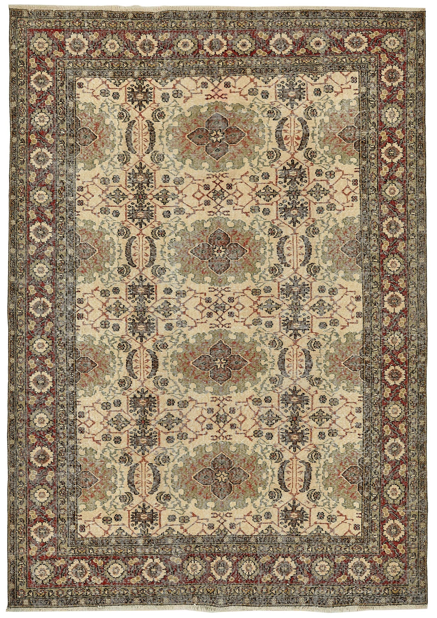7x10 Hand-Knotted Turkish Vintage Rug - 49659