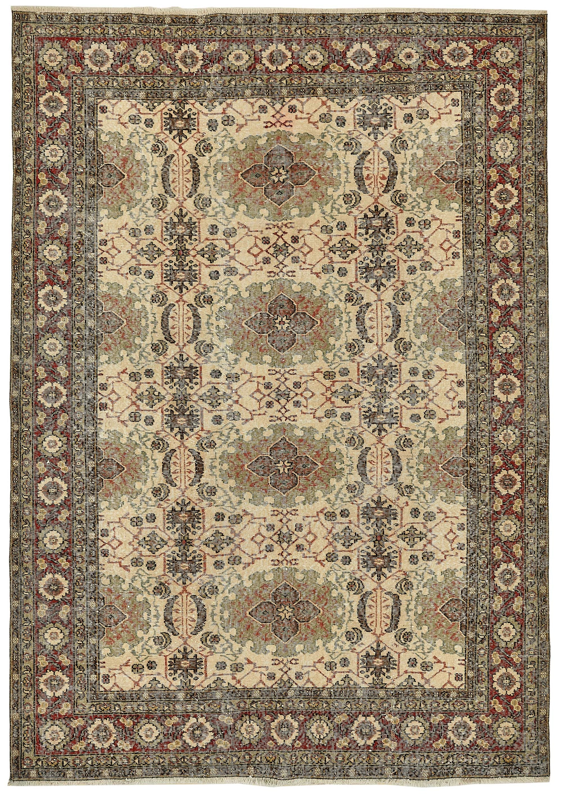 7x10 Hand-Knotted Turkish Vintage Rug - 49659