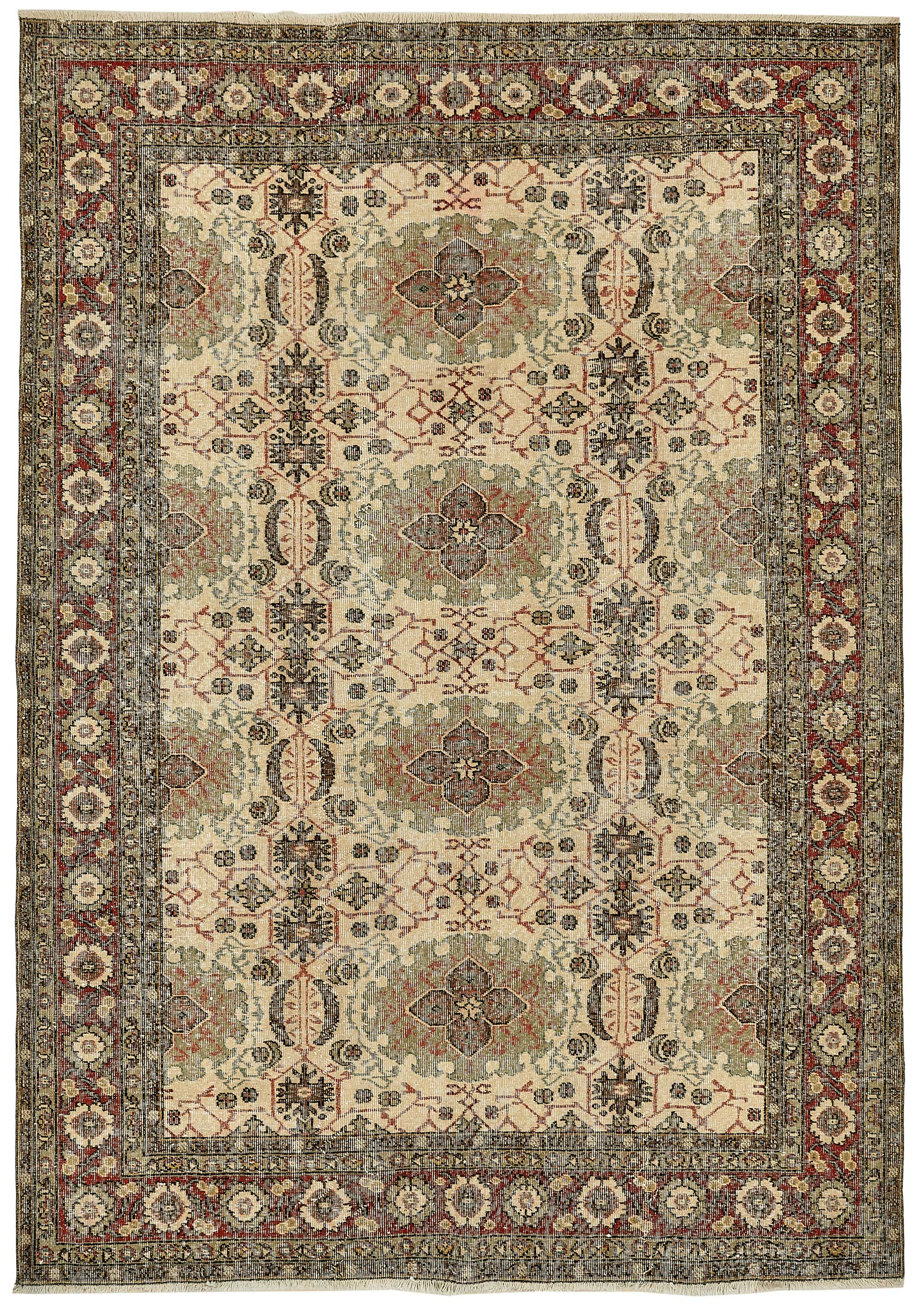 7x10 Hand-Knotted Turkish Vintage Rug - 49659