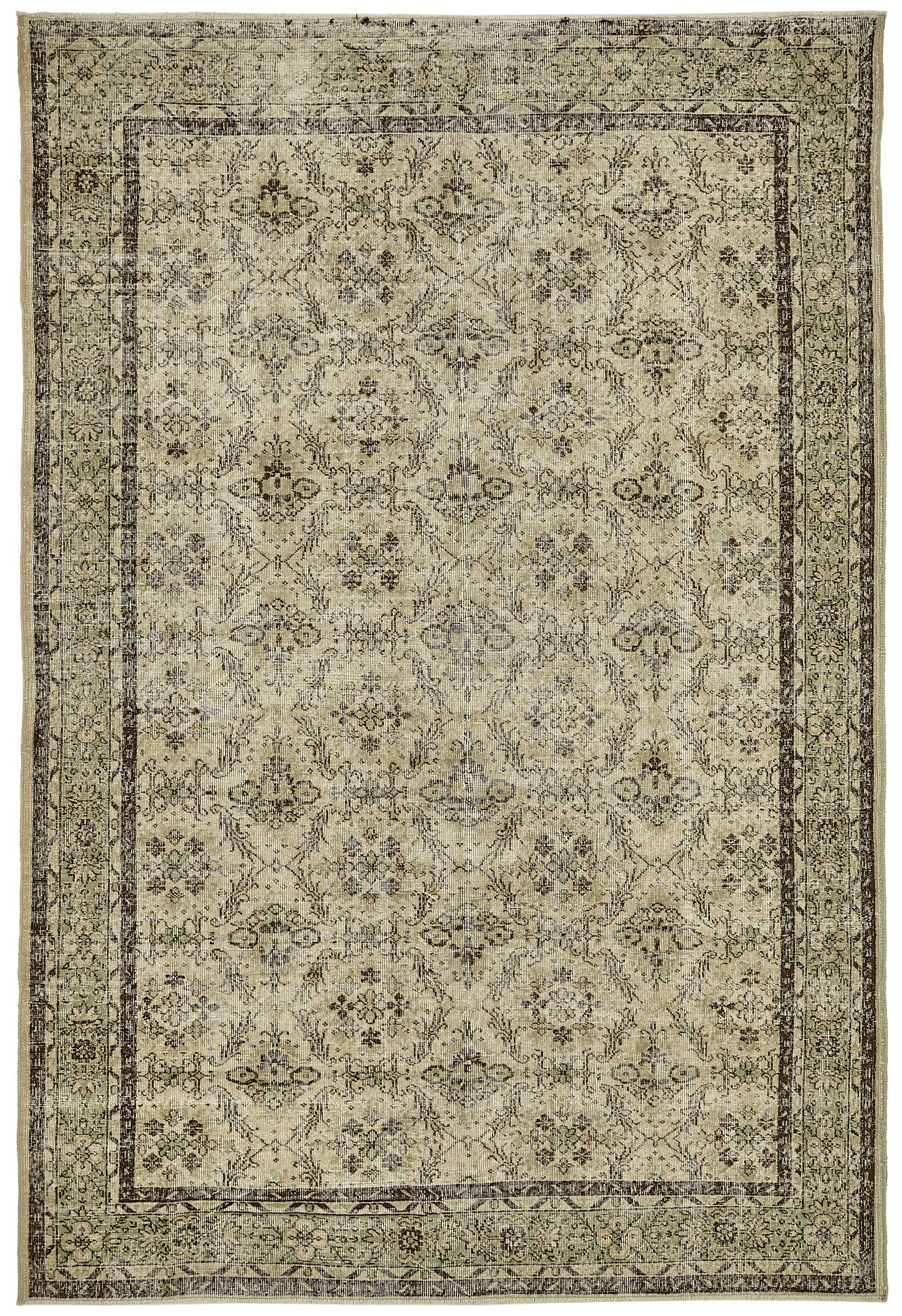 7x10 Hand-Knotted Turkish Vintage Rug - 49660
