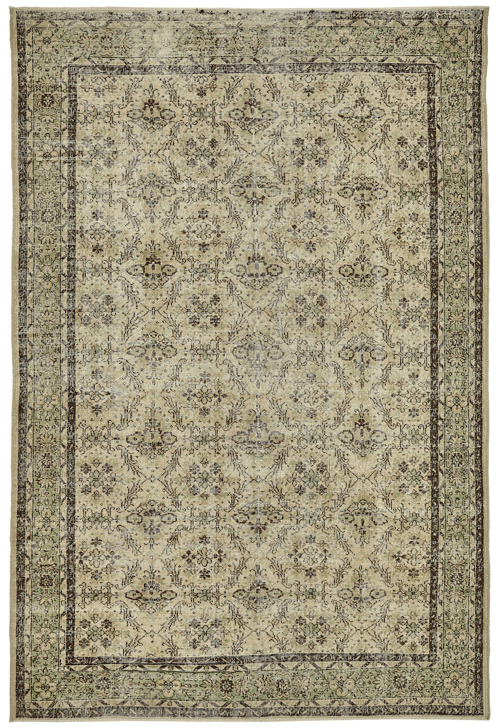 7x10 Hand-Knotted Turkish Vintage Rug - 49660
