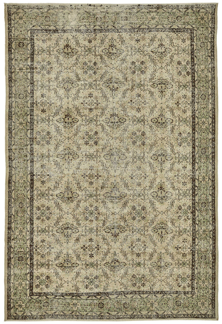 7x10 Hand-Knotted Turkish Vintage Rug - 49660