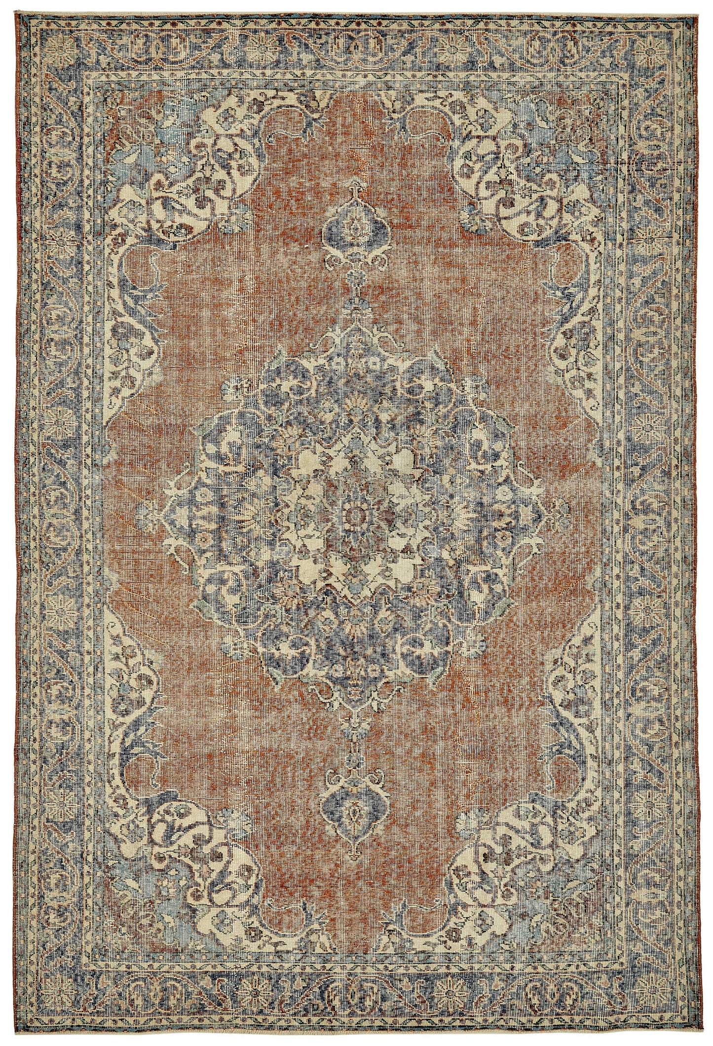7x10 Hand-Knotted Turkish Vintage Rug - 49661